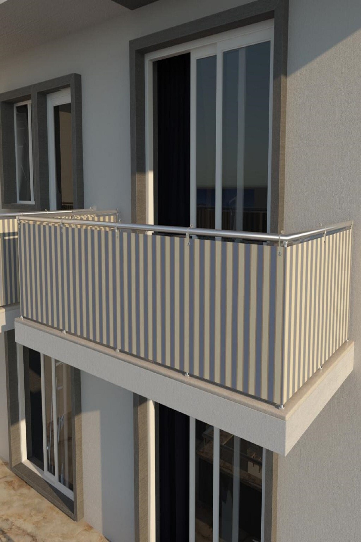 Basic Creation Balkon Demiri Perdesi Korkuluk Perdesi Her Ölçüde Enxboy Seçenekli (kuşgözü)